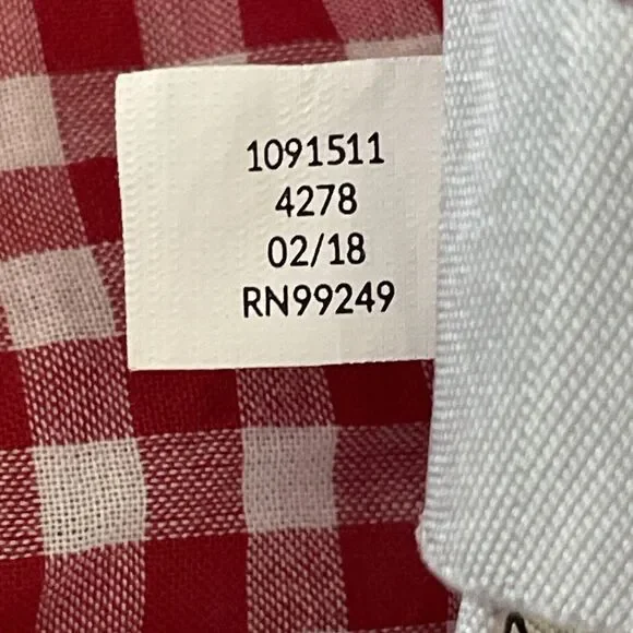 Catherines Plus Size Top Blouse Button Down 3X Red White Gingham Tabbed Sleeves - Picture 12 of 12